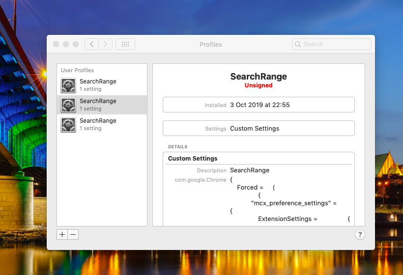 Rogue configuration profiles on Mac